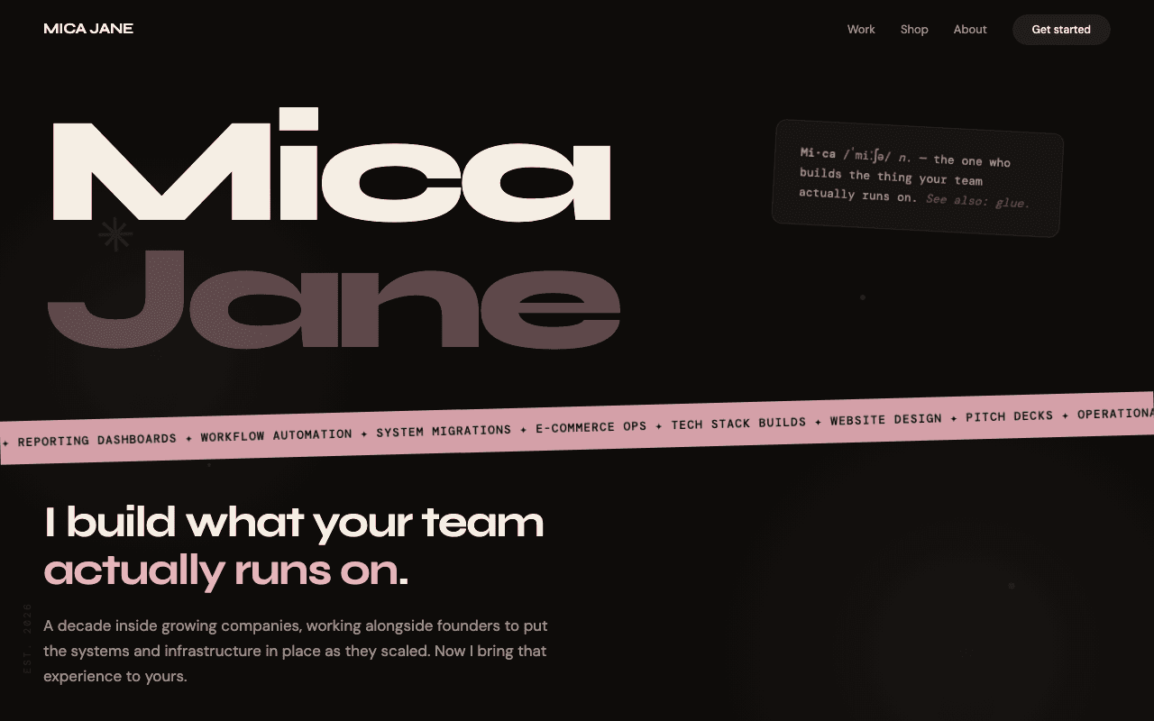 micajane.com homepage